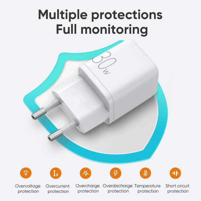 JOYROOM 30W Mini  intelligent dual  port fast charger  Joyroom 30W Mini intelligent dual port fast charger