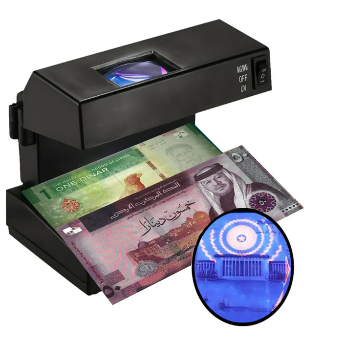 كاشف التزوير والعلامة المائية بعدسة تكبير Counterfeit money detecor UV, watermark detection AD-2138  الكترونيات