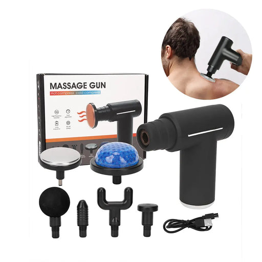 فرد مساج تدليك ديجيتال بحرارة باردة وساخنة بـ6 رؤوس Massage Gun Hot & Cold Compress -  