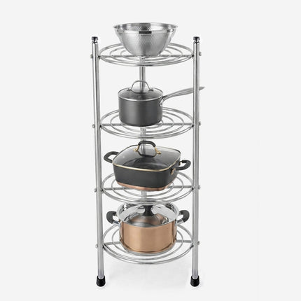 أرفف معدنية لتخزين الطناجر 4 TIER PAN STAND