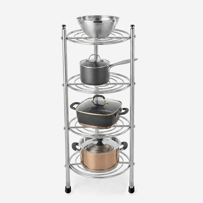 أرفف معدنية لتخزين الطناجر 4 TIER PAN STAND
