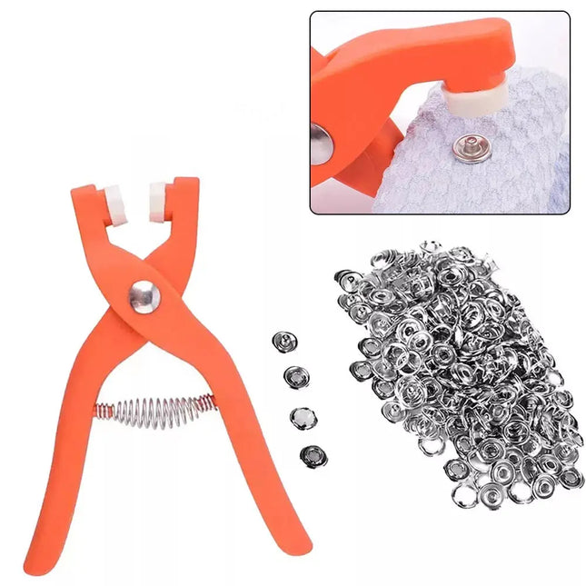 كماشة بلاستيك لتثبيت الأزرار المعدنية المجوفة بالضغط Metal Stud Buttons With Fasten Pliers  أدوات منزلية