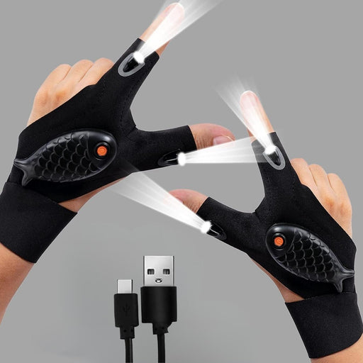 قفازات بمصباح LED قابل لإعادة الشحن LED Flashlight Gloves Gadgets  مستلزمات إضاءة