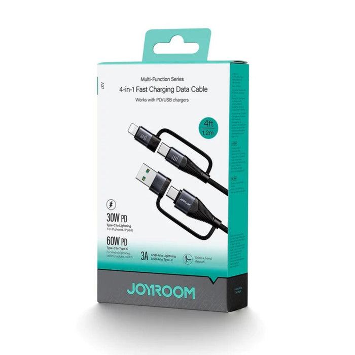 JOYROOM SA37-2T2 4-in-1 Fast Charging Data Cable (USB-A+Type-C to Lightning (60W)  JOYROOM SA37-2T2 4-in-1 Fast Charging Data Cable (USB-A+Type-C to Lightning (60W)