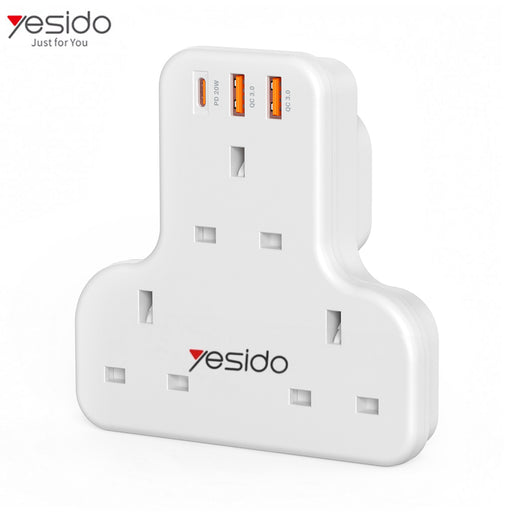 مقبس حائط ثلاثي مع 3 مداخل USB yesido Power Socket  الكترونيات