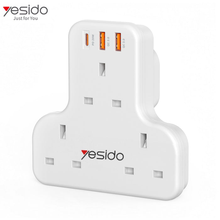 مقبس حائط ثلاثي مع 3 مداخل USB yesido Power Socket  الكترونيات