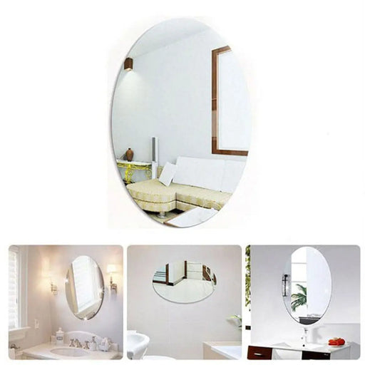 مرآة تلزيق قابلة للطي شكل بيضاوي Wall Mounted Mirror Sticker -  