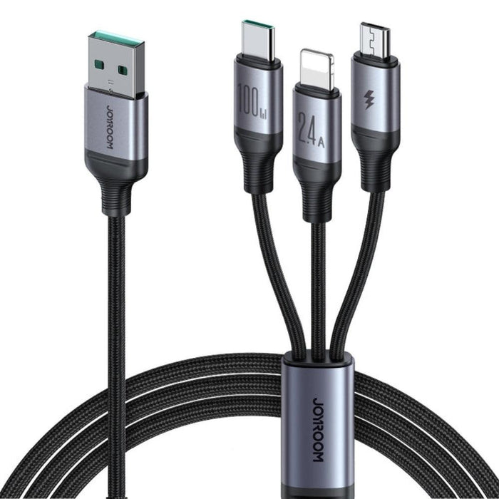 JOYROOM A21-1T3 100W 3-in-1 Fast Charging Cable ( L+C+M) 1.2m  JOYROOM A21-1T3 100W 3-in-1 Fast Charging Cable ( L+C+M) 1.2m