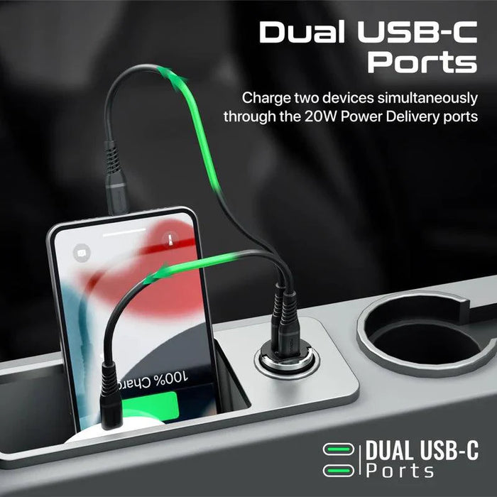 PROMATE Bullet-PD40 RapidCharge™ 40W Car Charger with Dual USB-C Power Delivery Ports  Chargers & Cables & Power Socket