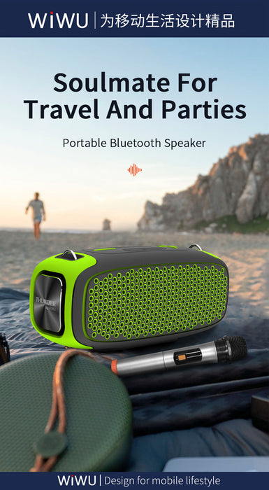 WiWU Wireless Speaker P16 max with 2 microphone Bluetooth Sound Speaker with band  Wireless Speaker