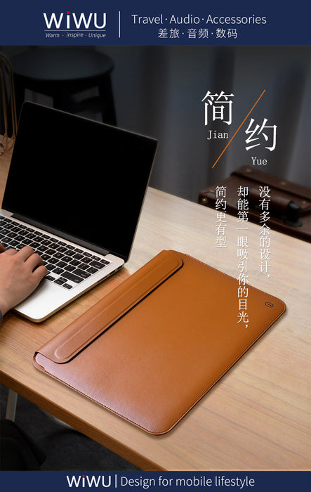 WiWU Skin Pro II Portable Stand 13.3 16inch PU Leather Laptop Sleeve with Magnetic Cover for MacBook  Bag