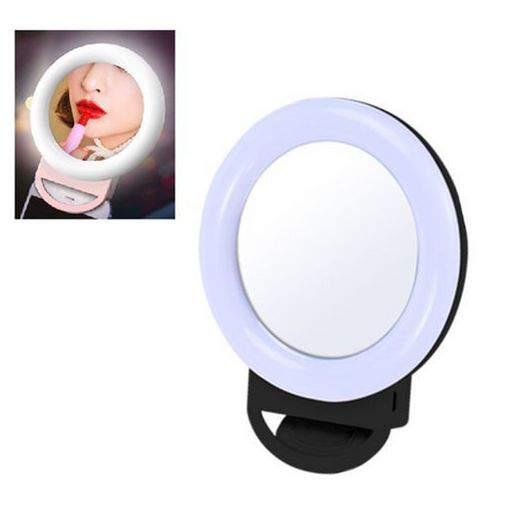 حلقة إضاءة سيلفي مع مرآة تثبت على الموبايل HR-20 Selfie Ring Light  الكترونيات