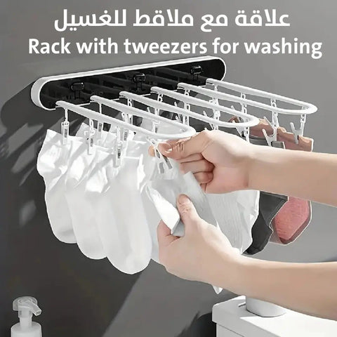 علاقة مع ملاقط للغسيل Rack with tweezers for washing