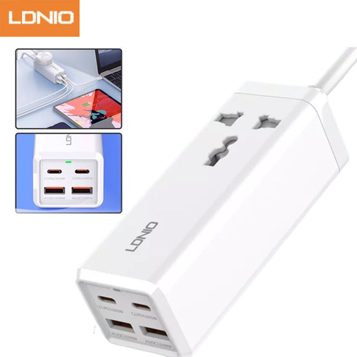 وصلة كهربائية تدعم الشحن السريع و 2 usb ومخرج واحد desktop power strip  الكترونيات