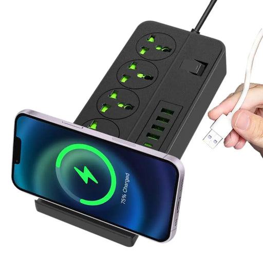 وصلة كهرباء مع شاحن وايرليس ومداخل power socket usb  الكترونيات