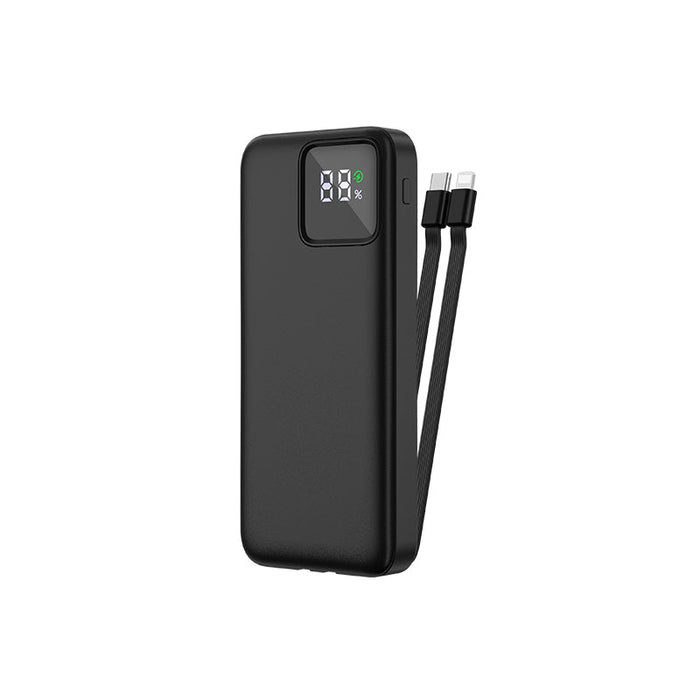 WiWU 10000mAh With Cable And LED Shows Battery Capacity Black Power Bank  Powerbank