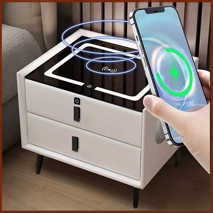 درج ثلاثي (كوميدينا)إلكـترونية عصرية Smart Bedside Table Nordic Simple Modern Locker  أثاث منزلي