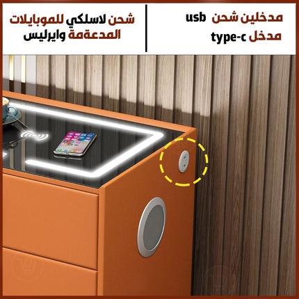 درج ثلاثي (كوميدينا)إلكـترونية عصرية Smart Bedside Table Nordic Simple Modern Locker  أثاث منزلي