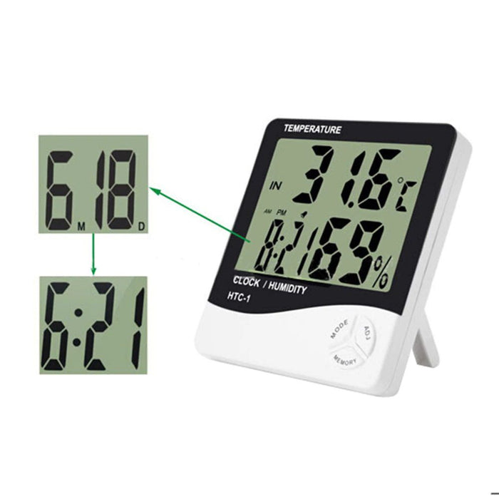 مؤشر لقياس درجة الحرارة والرطوبة وساعة تنبيه temprature measurement rang  أدوات منزلية