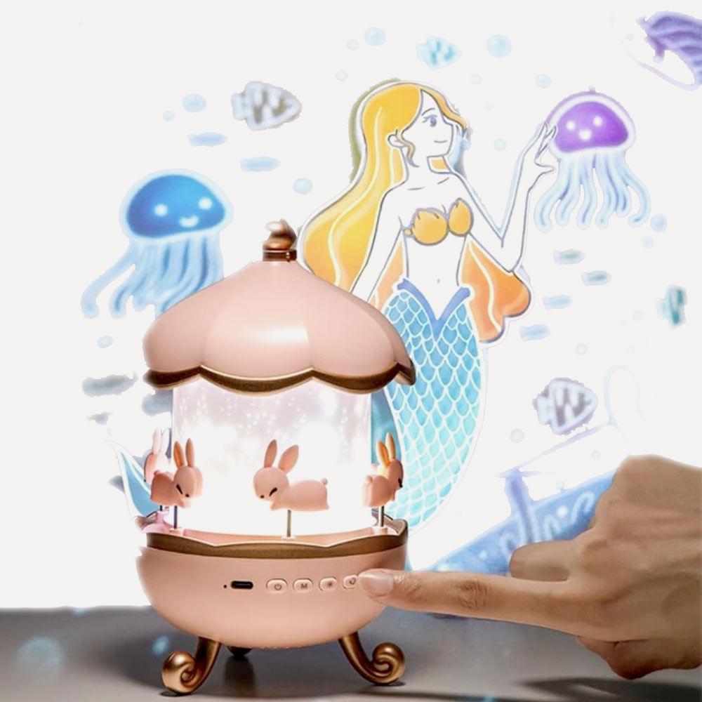 بروحكتر برسومات جدارية مضيئة ملونة للاولاد و البنات Rotating Cabin Projector Lamp