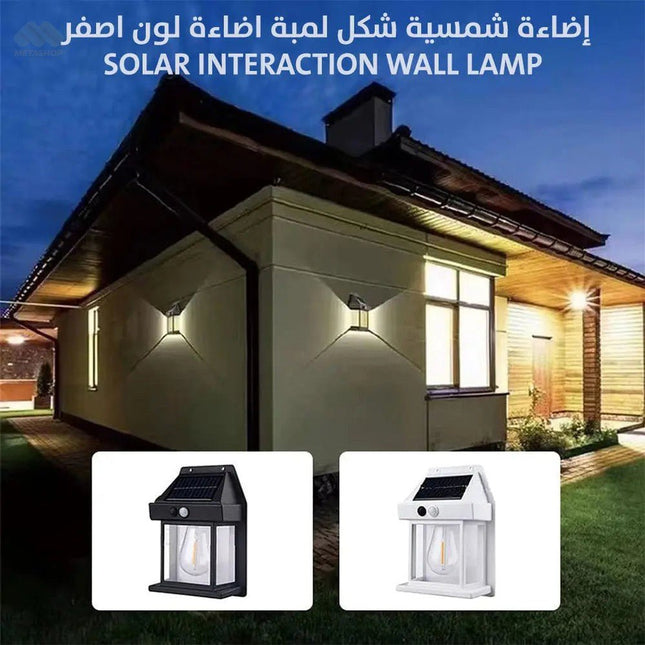 إضاءة شمسية شكل لمبة اضاءة لون اصفر Solar interaction wall lamp 2658