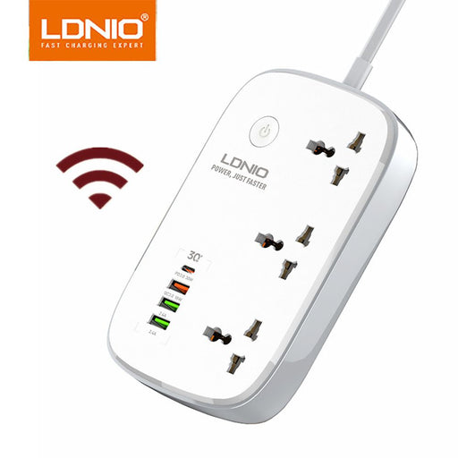 وصلة كهربائية واي فاي مزودة بتطبيق Ldnio Scw3451 Wi-Fi Smart Power Strip 3 Power Socket 4 USB Ports  الكترونيات