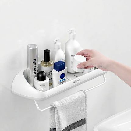 رف حمام بدون حفر مع علاقة بشكير Towel Rack With Shelf