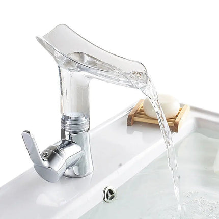 حنفية شفاف (شلال) زجاجية clear glass faucet bathroom 2170