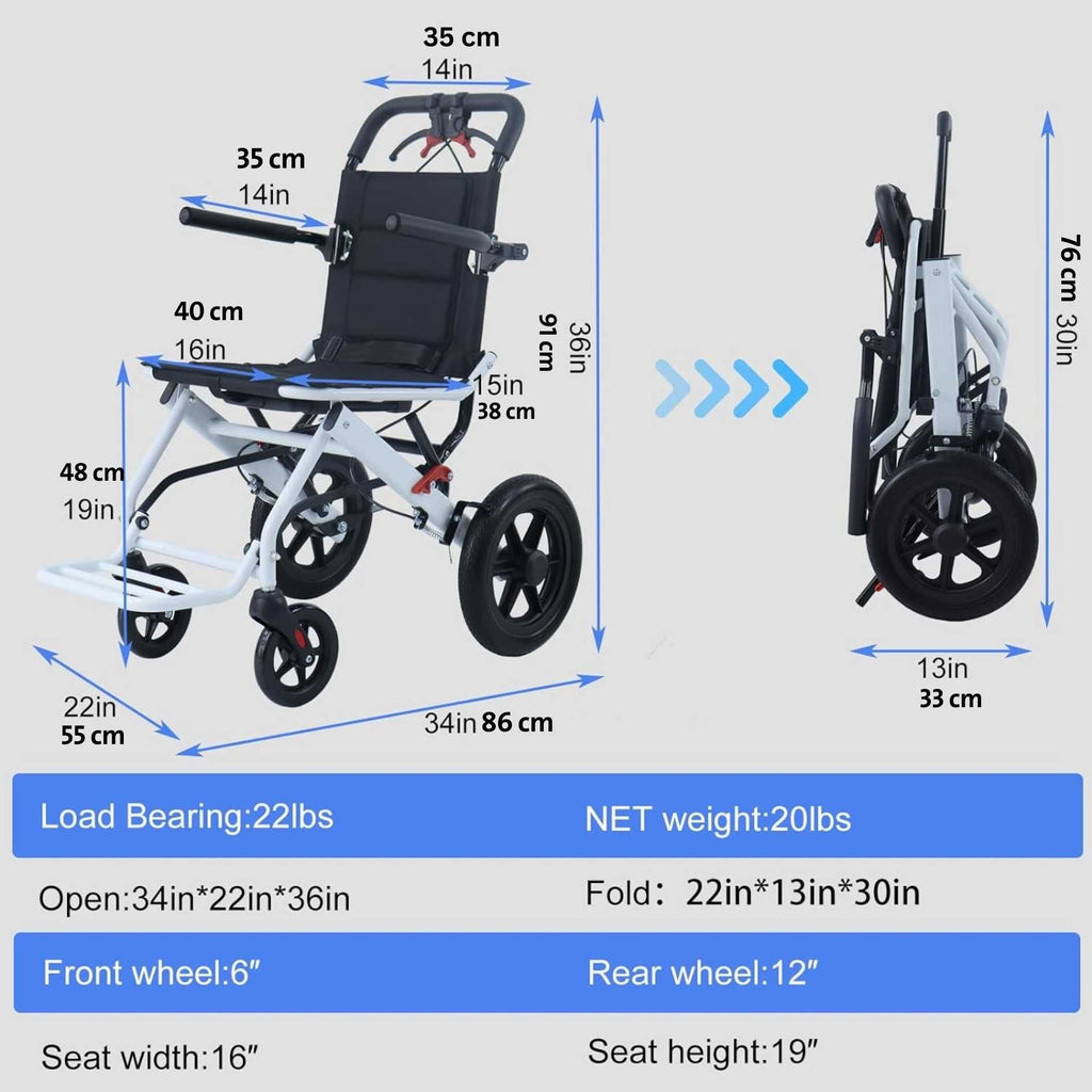 كرسي متحرك قابل للطي محمول خفيف الوزن Lightweight portable folding wheelchair 3134