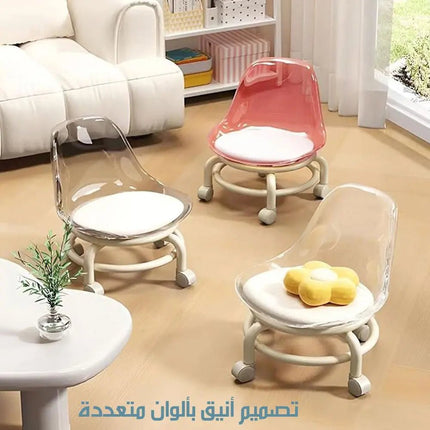كرسي شفاف دوار منخفض الارتفاع بعجلات دوارة Mini stool with wheels 3431