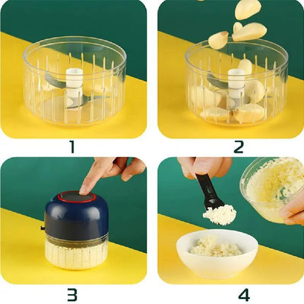 مفرمة ثوم تعمل بالشحن مع ملعقة 250 مل Multifunctional Electric Cooking Machine Garlic 1951