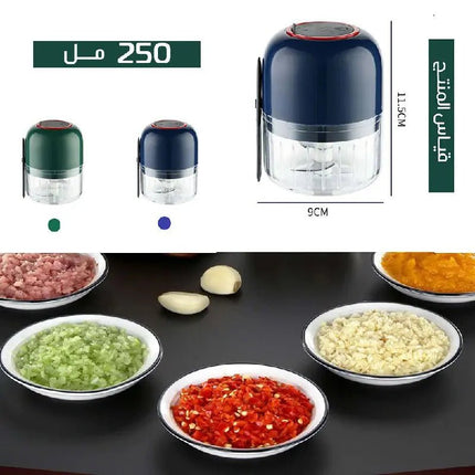 مفرمة ثوم تعمل بالشحن مع ملعقة 250 مل Multifunctional Electric Cooking Machine Garlic 1951