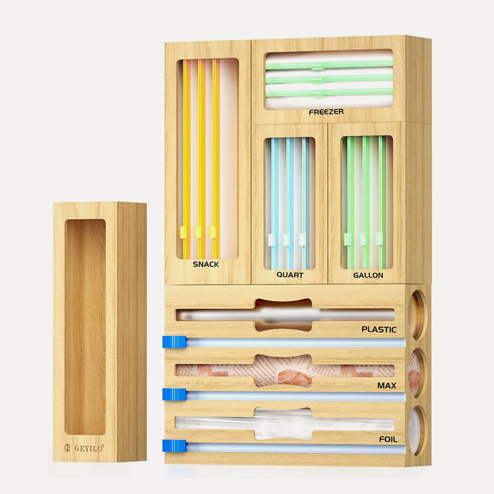 منظم لرقائق الألومنيوم والبلاستيك بمقص مع منظم أكياس التخزين CLING FILM STORAGE BOX  أدوات مطبخ