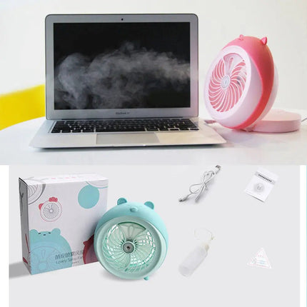 مروحة صغيرة للمكتب تعمل بالشحن Rechargeable Humidifier mini fan 2177