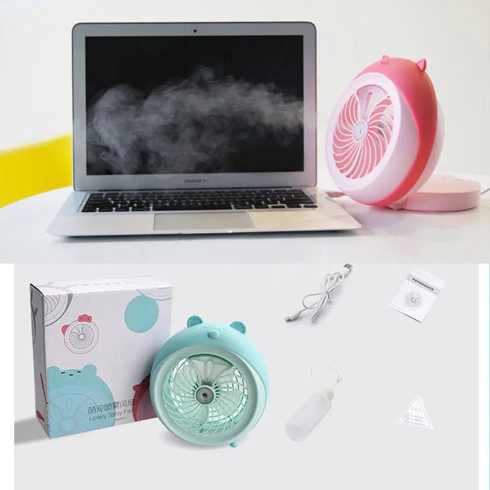 مروحة صغيرة للمكتب تعمل بالشحن Rechargeable Humidifier mini fan 2177