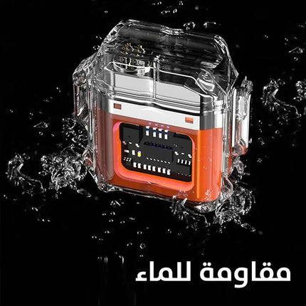 ولاعة دون لهب شحن مقاوم للرياح مع لوكس اضاءة Electric Lighter, Waterproof Rechargeable Dual Arc Flame 2910