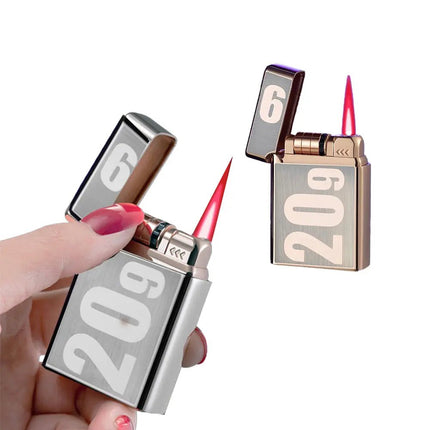 شعلة ليزرية بشرار قابلة للتعبئة وتعمل بالبطاريات Metal Loud Oblique Flame Pipe Lighter 2597