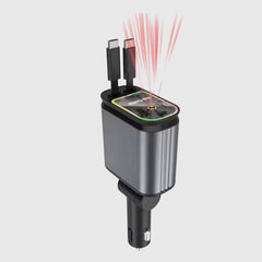 شاحن سيارة USB-C مزوّد بإضاءة نجوم سريع 4 في 1 بأسلاك قابلة للسحب USB-C Car Charger With Starry Light – Fast 4-in-1 Retractable Cable Charger  الكترونيات ذكية