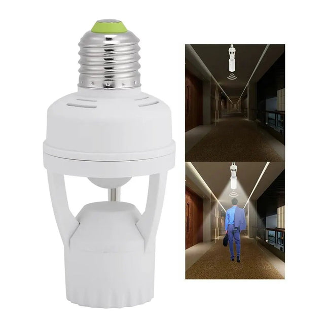 سوكة ضوء مستشعر الحركة Sensor Light Socket E27 Intensified IR Screw LED Bulb Light Lamp 2467