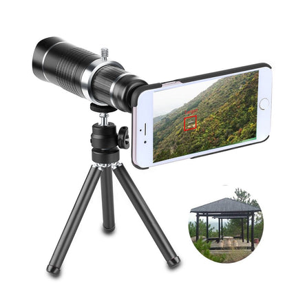 تيليسكوب تكبير لكاميرا الهاتف مع قاعدة تثبيت Telescope Zoom Phone Camerax20/x18/x12  إكسسوارات تقنية