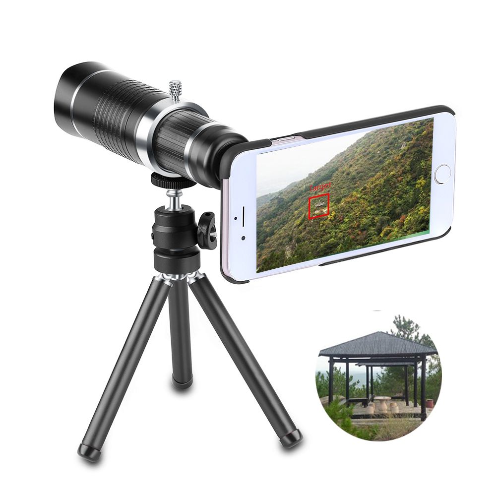 تيليسكوب تكبير لكاميرا الهاتف مع قاعدة تثبيت Telescope Zoom Phone Camerax20/x18/x12  إكسسوارات تقنية